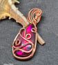 Dyed labradorite pendant hand wrapped in copper wire - Image 3