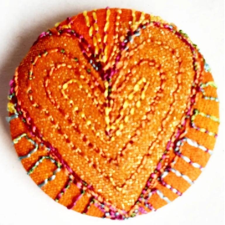 Buttons 1 inch button Hand Dyed Silks and Cottons Free Machine Embroidery Button