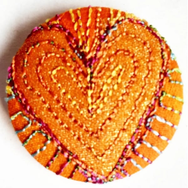 Buttons 1 inch button Hand Dyed Silks and Cottons Free Machine Embroidery Button