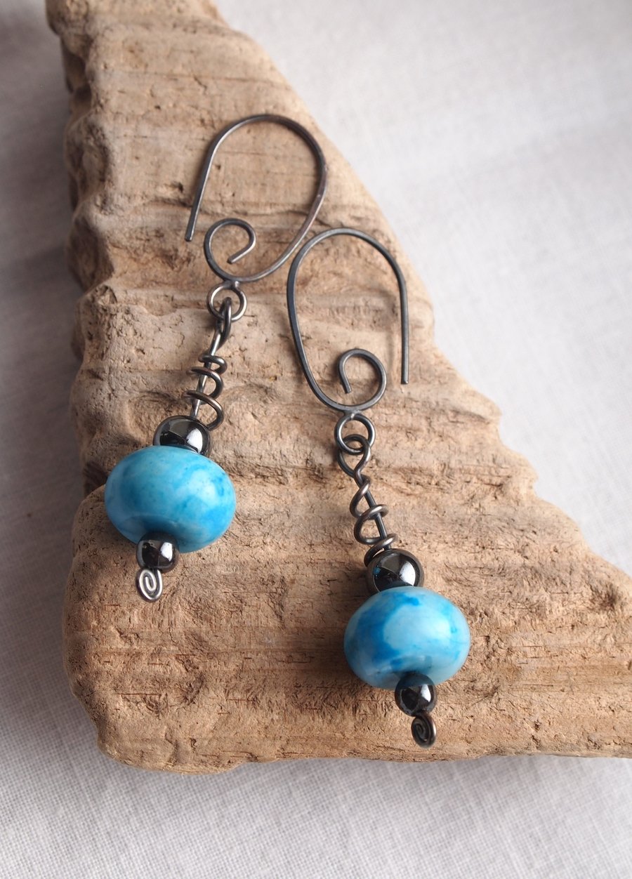 Sterling Silver Earrings with Turquoise Agate
