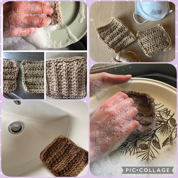 Washing up scrubby cleaning jute scrubbies washable reusable compostable 