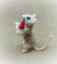 Small Valentine Gift, Wool Mouse Figurine, Felted Animal Ornament, Soft Mouse - Image 6