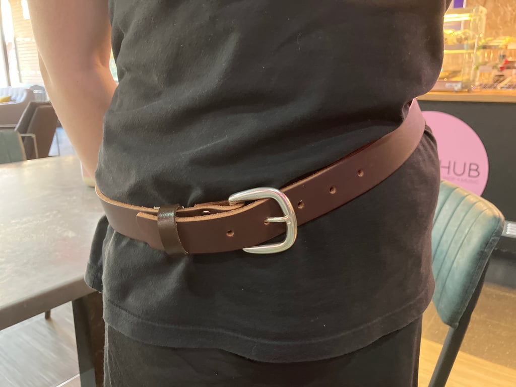 1.25" Width Brown Leather Belt - hole punched at 31 - 35 inches - FREE SHIPPING