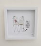 Always A Sister Forever A Friend Sea Glass & Vintage China Shadow Box - Handmade