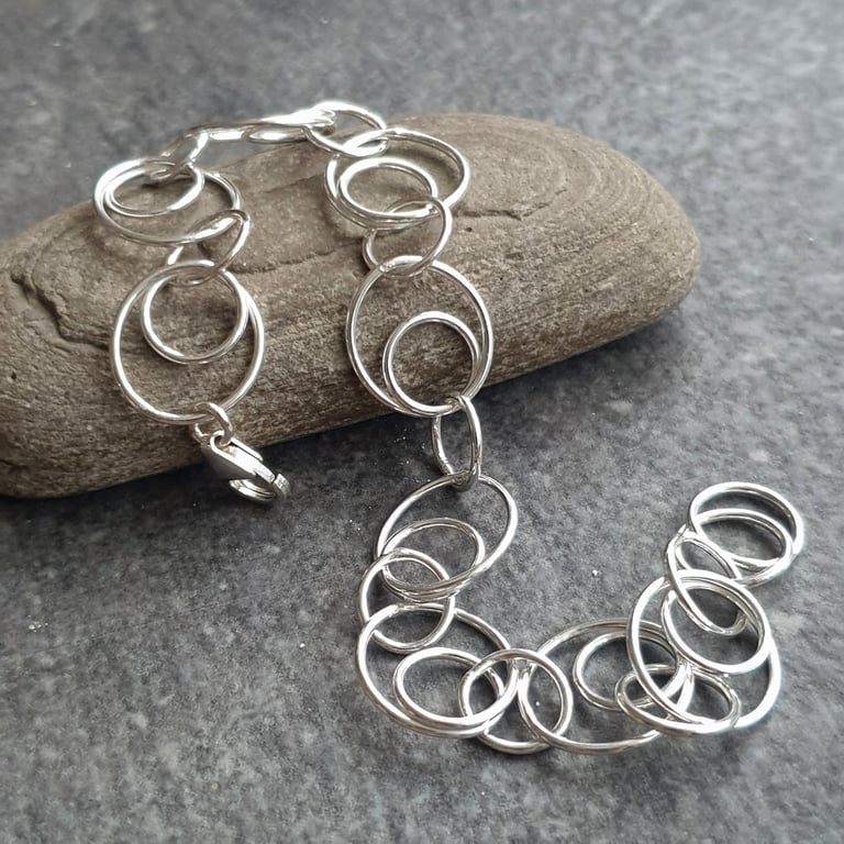 Sterling silver chain bracelet, Loopy link bracelet