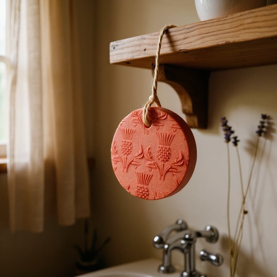 Scottish Thistle Round Terracotta Hanging Aromatherapy Diffuser