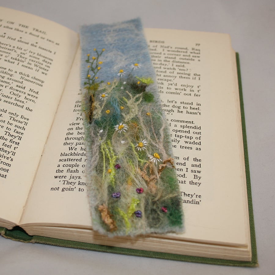 Wildflower Meadow - Embroidered and felted bookmark