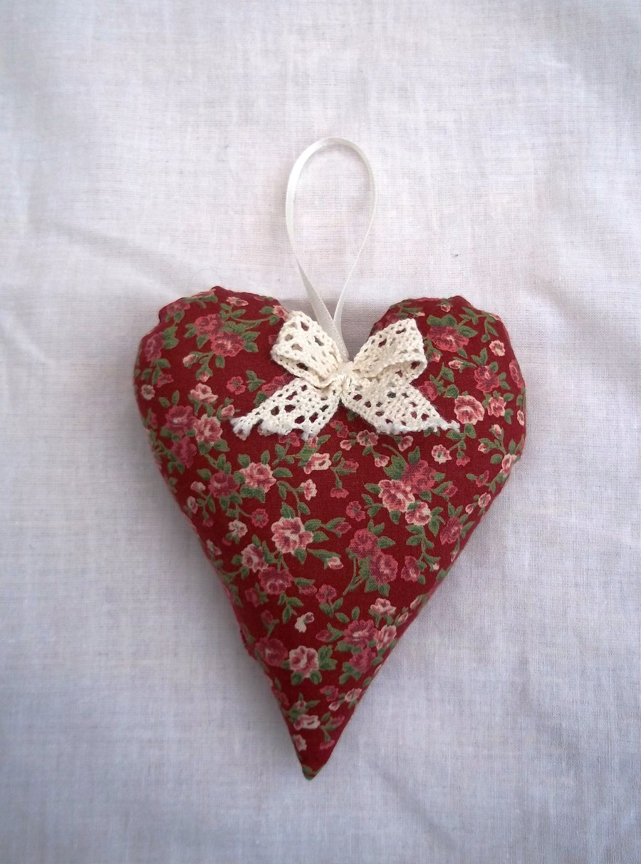 Hanging fabric heart. 