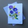 hand painted original art roses greetings card ( ref FA 207 B3 )