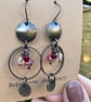 Antique Finish Crystal Dangle Earrings With Pink and Red Crystals Christmas Gift