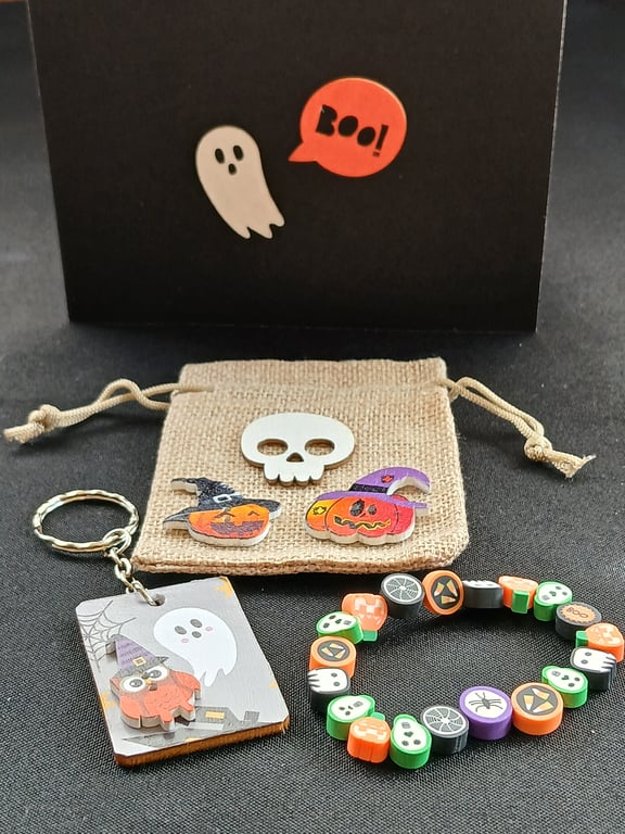 Handmade Halloween bracelet and keyring 