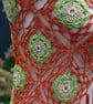 Crochet triangular shawl in sparkly gold, lime and burnt orange - design LF433 - Image 6