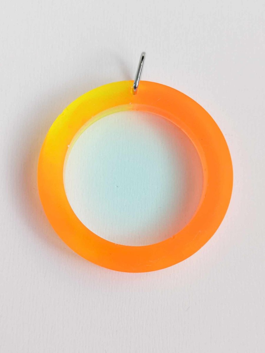 Large Hoop Resin Pendant With Neon Pigment