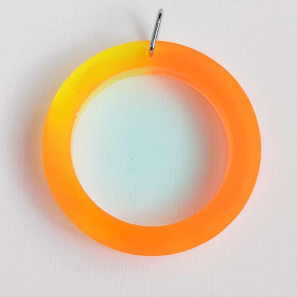 Large Hoop Resin Pendant With Neon Pigment