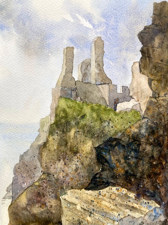 Dunluce Castle Antrim Northern Ireland original watercolour fine art painting