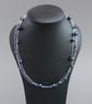 Navy Floating Pearl Necklace - Dark Blue Three Strand Jewellery Gifts for Women - Image 2
