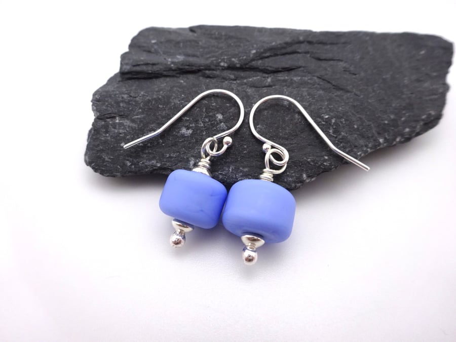 blue lampwork glass earrings