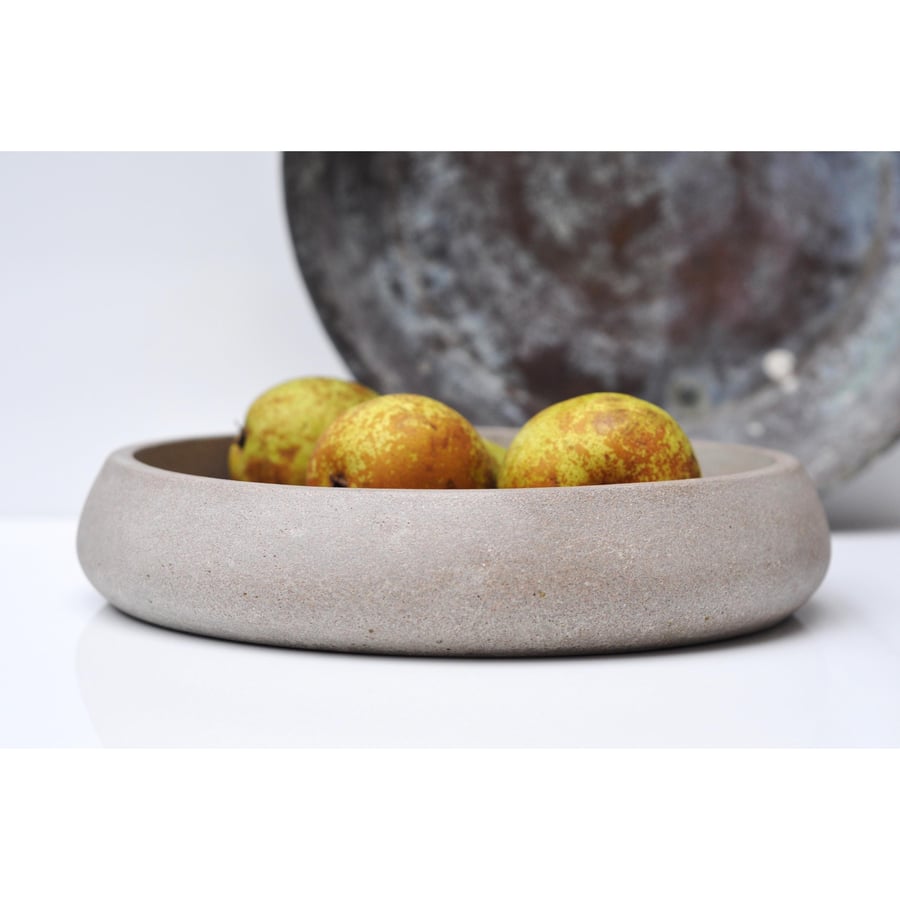 Large Concrete Bowl: Heavy Handmade Cement Home Decor Storage Dish