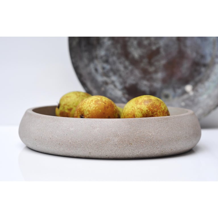 Large Concrete Bowl: Heavy Handmade Cement Home Decor Storage Dish