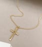 Handmade 9ct solid yellow gold small cross pendant on a trace chain - Image 3