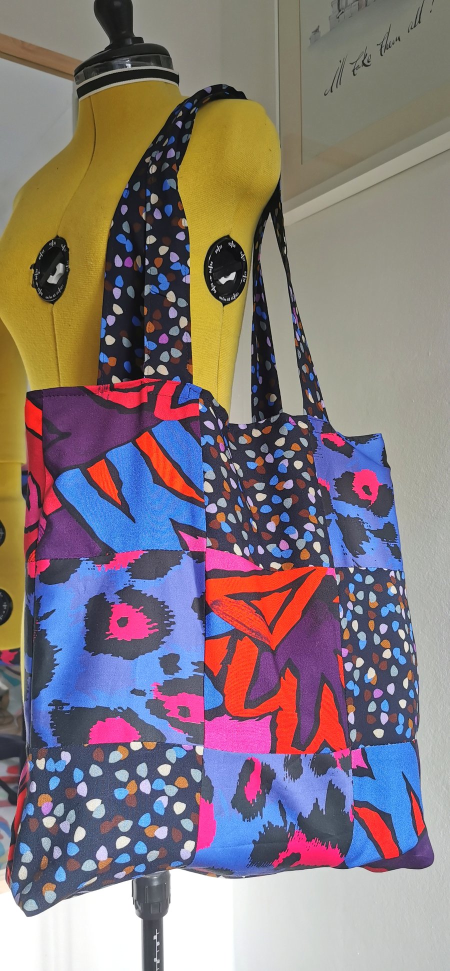 Colourful Patchwork Tote, Roomy and Unique, Made in Yorkshire