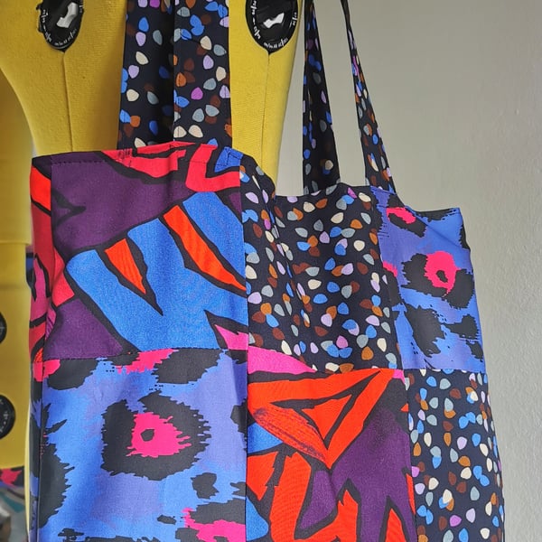 Colourful Patchwork Tote, Roomy and Unique, Made in Yorkshire