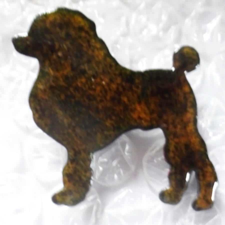 Dark brown poodle - brooch