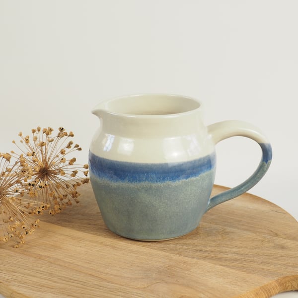 Blue stripe ceramic jug