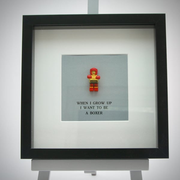 When I grow up I want to be  a  Boxer mini Figure framed picture 