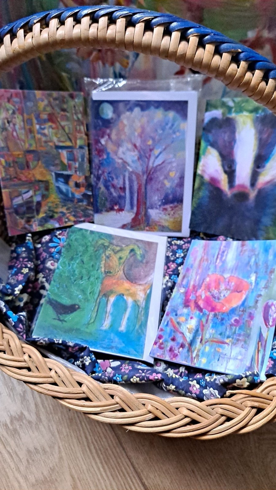 Greetings Cards 10 pack . Designs of boats, badger, pointy dog, fox and a  poppy