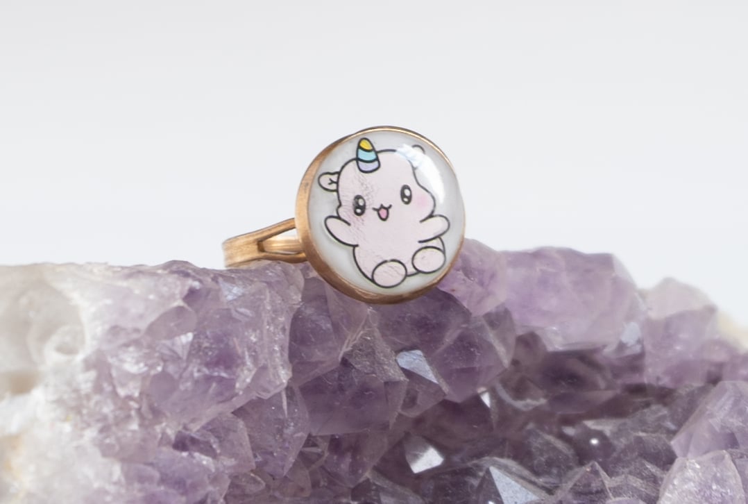 Cute unicorn ring Little girl ring adjustable Kawaii birthday children jewellery