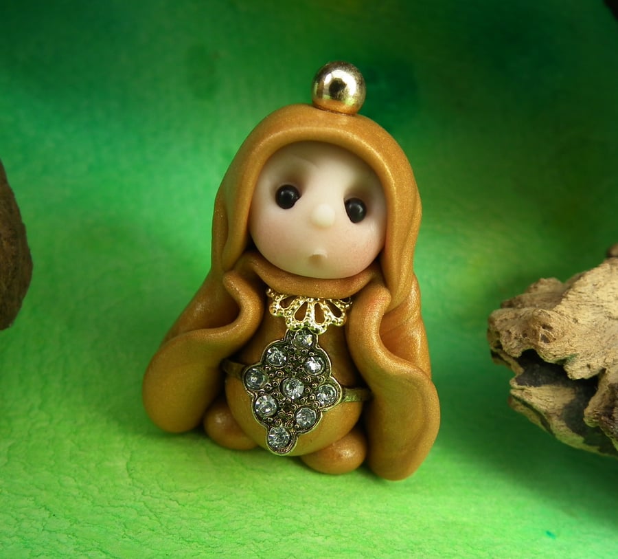 Princess 'Gildren' Tiny Royal Gnome with Crown Jewels OOAK Sculpt by Ann Galvin