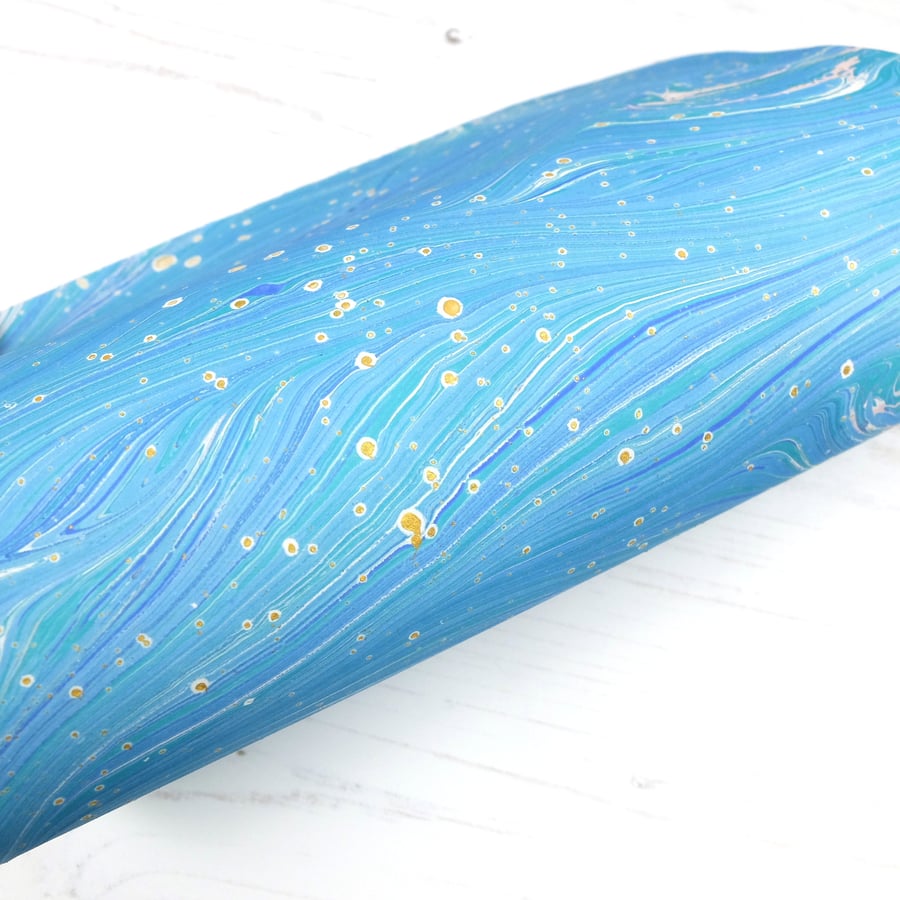 A4 Marbled paper sheet loose gelgit with gold spots slight second