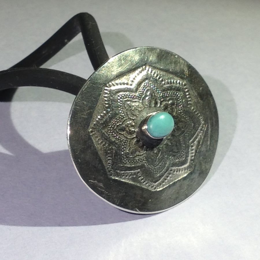 Silver and Turquoise hair tie back