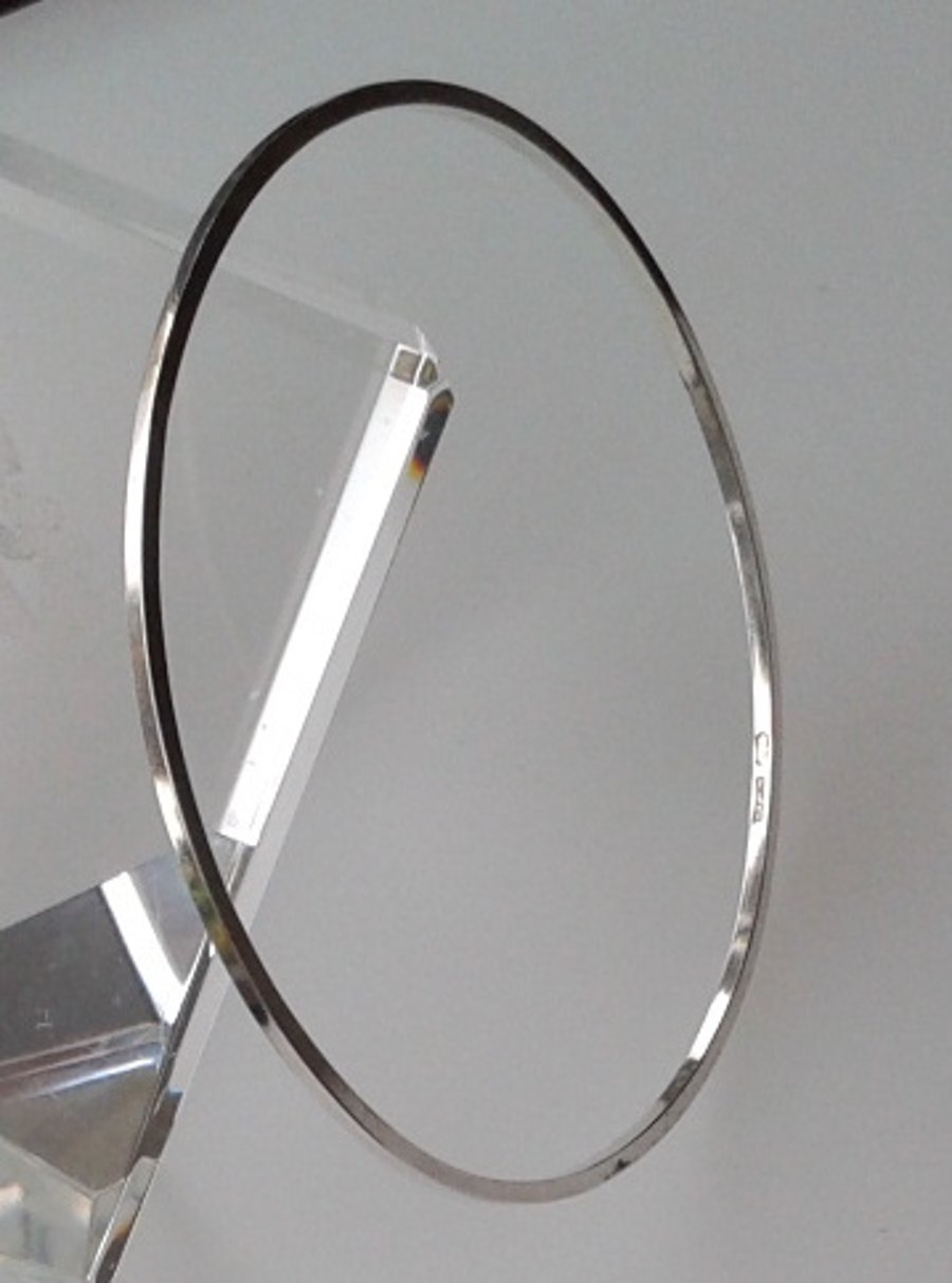 Sterling silver stacking bangle, slim with a square profile