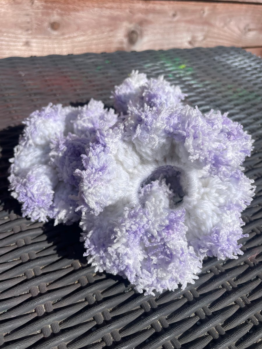 Purple and white scrunchie 