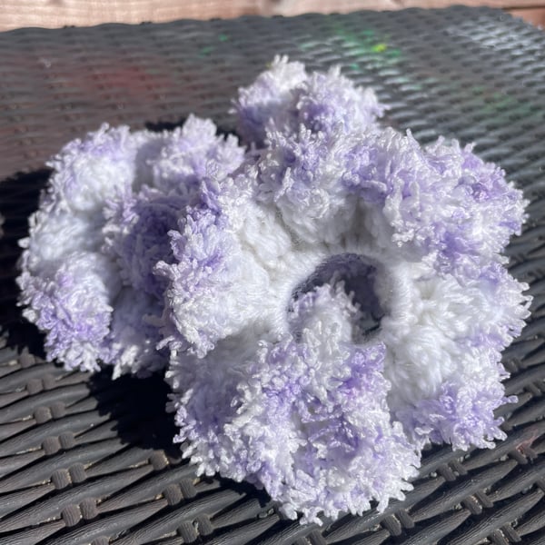 Purple and white scrunchie 