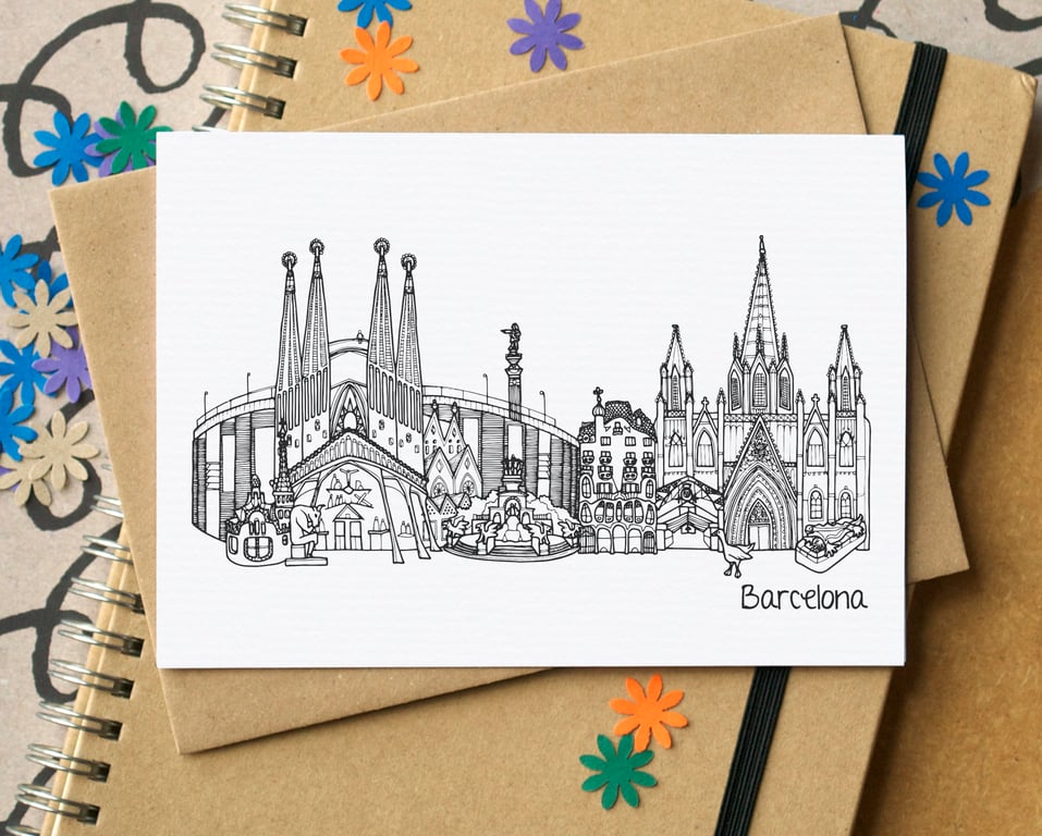 Barcelona Skyline Greetings Card