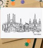 Barcelona Skyline Greetings Card - Image 1