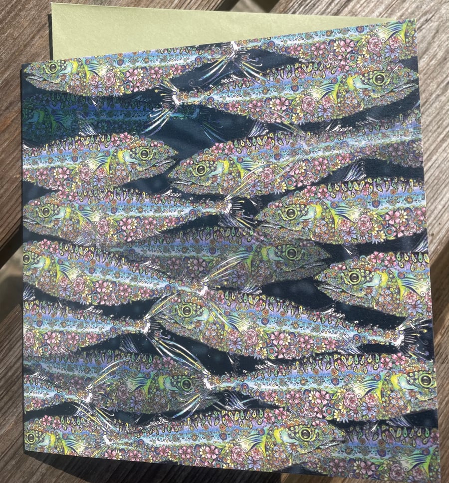 NEW! Swimming fish greeting card 