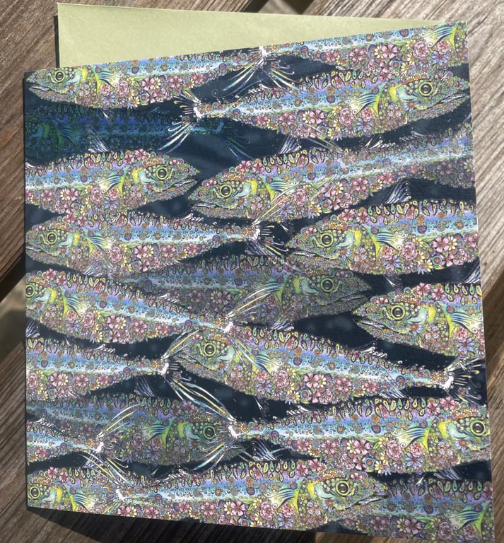 NEW! Swimming fish greeting card 