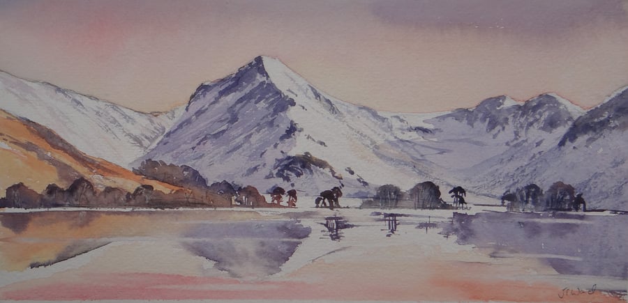 Buttermere in Winter Original watercolour painting