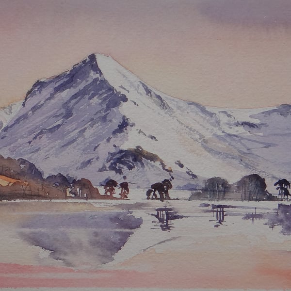 Buttermere in Winter Original watercolour painting