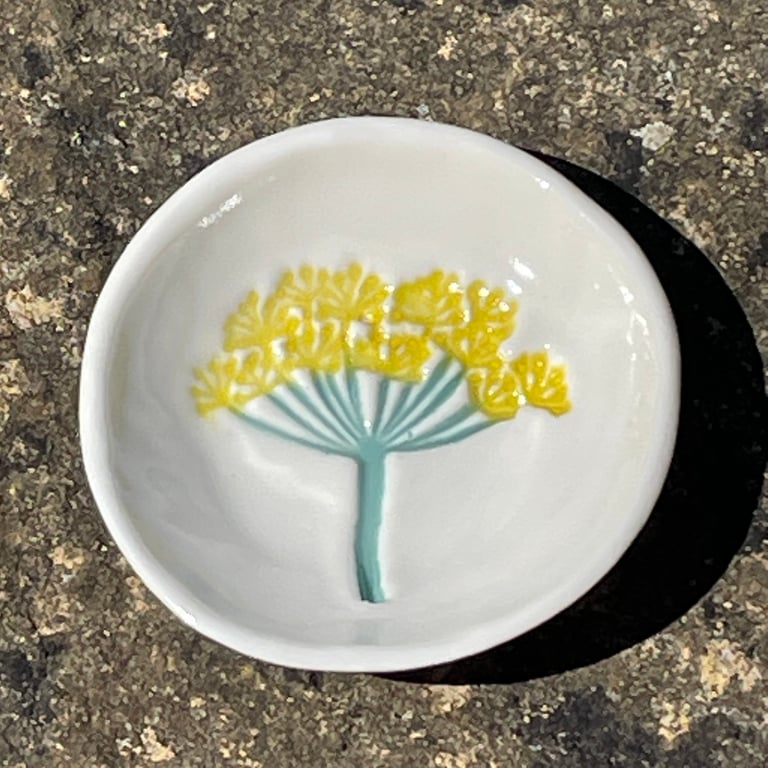 NEW! Porcelain trinket dish with cow parsley design