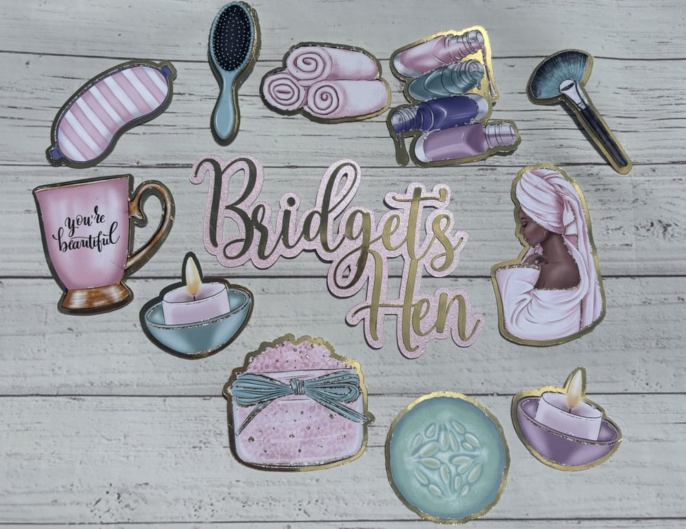 Hen do Cake Topper, Spa Cake, Pamper Cake Topper, Beauty Cake Topper, Pamper day