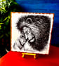 Lion and cub wooden plaque 
