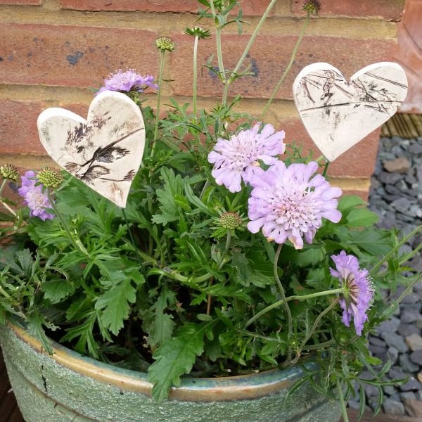 Pair of Ceramic Heart Planter Decorations