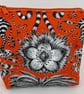 Handmade Emma Shipley sateen fully lined zip purse with orange exotic print