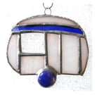 Caravan Suncatcher Stained Glass Mini Blue Camping 