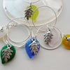 Flat Glass Leaf Wine Glass Charms   KCJWG597